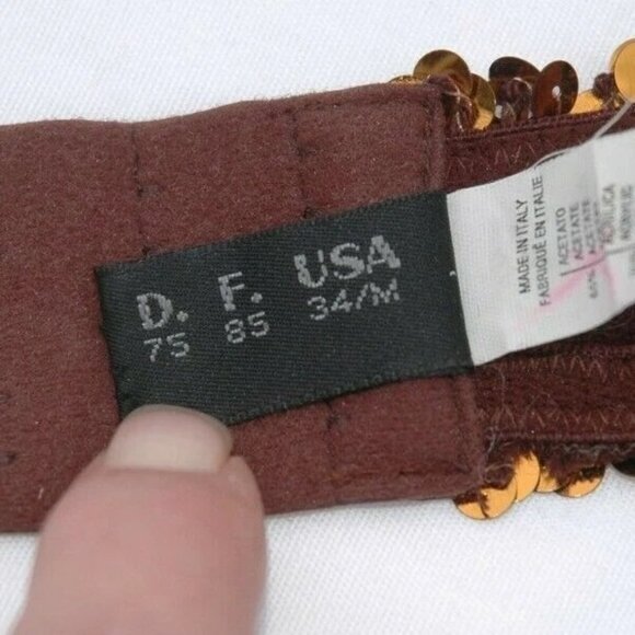 La Perla Sequin BRA Underwire Metallic Copper Brown Italy 34M - Picture 6 of 6